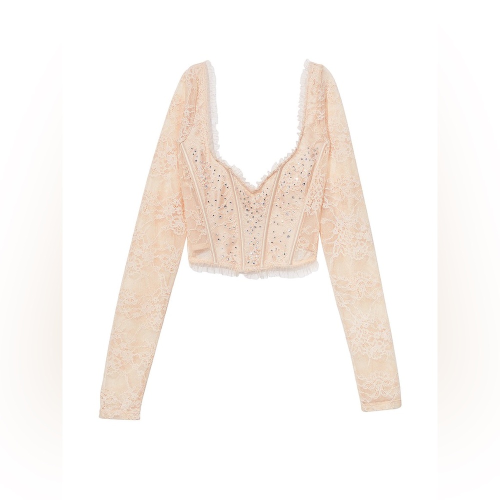Victoria’s secret Shimmer Long-Sleeve Lace Bra Top